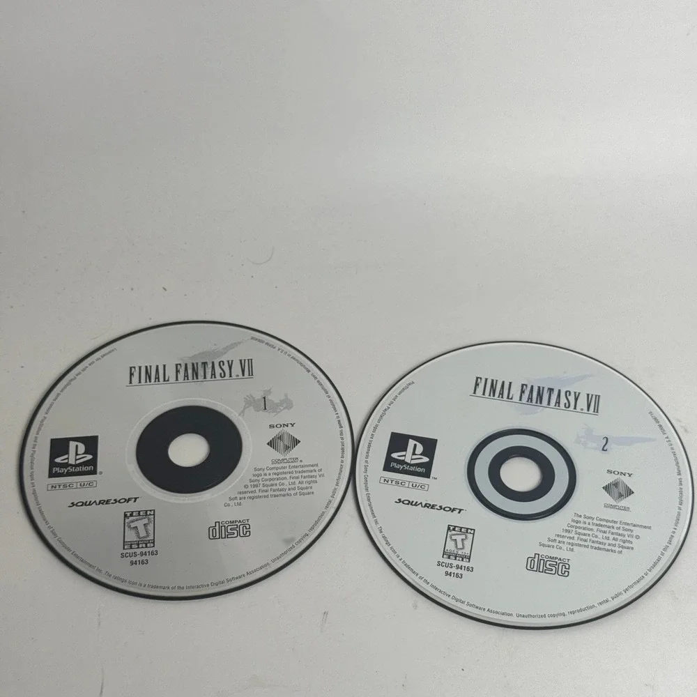 Final Fantasy VII‎ PS1 Discs 1 and 2 Squaresoft Sony PlayStation Tested WORKS